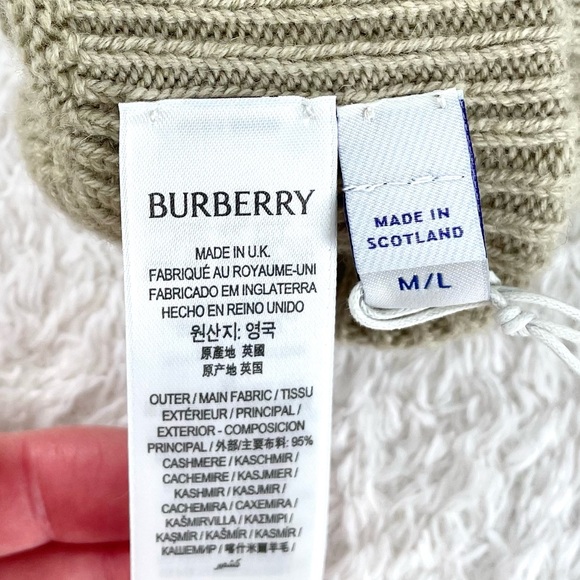 Burberry Beige Cashmere Blend Gloves - Size M/L - Picture 6 of 7